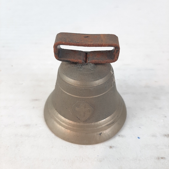 Other - 🔥Vintage Swiss 3” Brass Cow Bell Embossed Cross